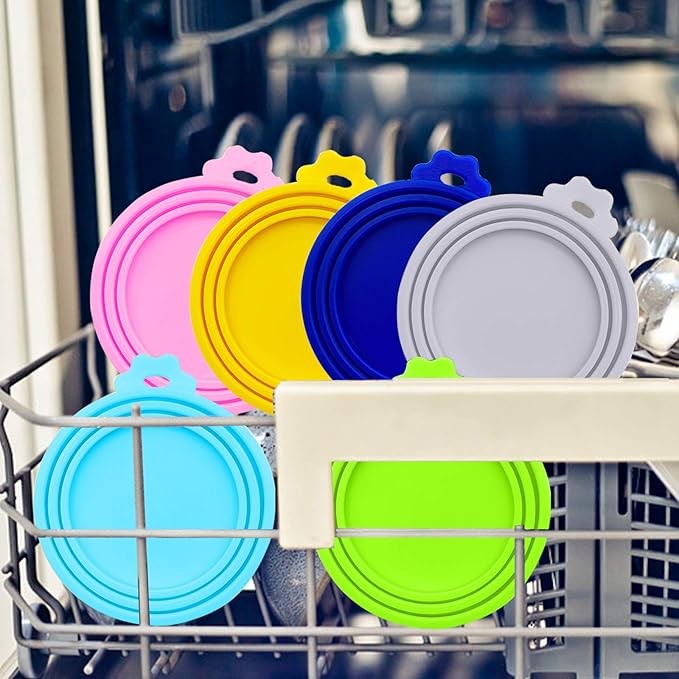6 Pcs Can Covers, Universal BPA Free Silicone Dog Cat Can Lids, Fit Most Standard Size Dog and Cat Cans(6 colors)