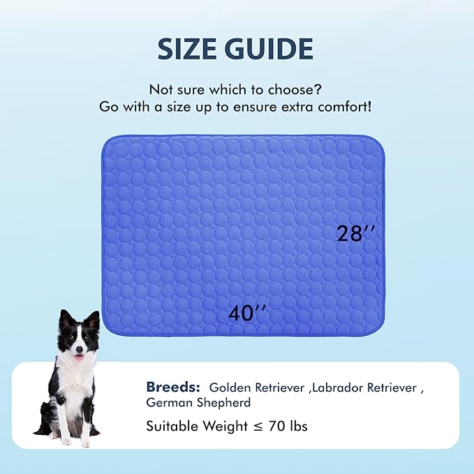 MICROCOSMOS Summer Cooling Mat & Sleeping Pad- Water Absorption Top, Easy Carry, EZ Clean, Materials Safe. Keep Cooling for Pets, Kids and Adults.(Navy Blue, 40" x 28")