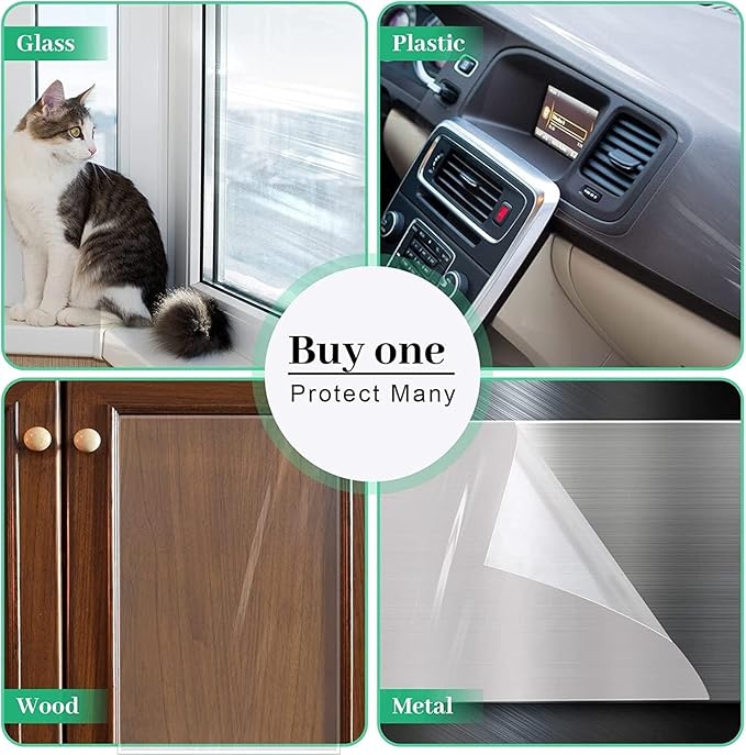 Door Protector from Dog Scratching 200" x 8.2" Cat Scratch Door Frame Single Sided Adhesive Protector Anti Dog Scratch Door Guard for Dogs Clear CHUANGSEED