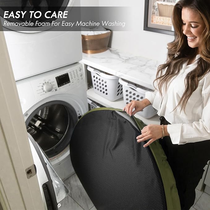 ClevaHome Orthopedic Dog Bed for Large Dogs, Dual Layer Water Repellent Round Pet Bed with Washable Cover Nonslip Bottom (Olive Branch)