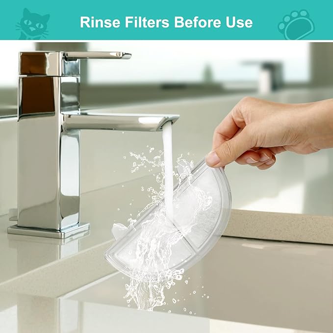 9 Pack Pet Fountain Replacement Filters for Wireless Pumps Cat Water Fountain Dog Water Dispenser WF20/CF20, Triple Filtration System Replacement Filters