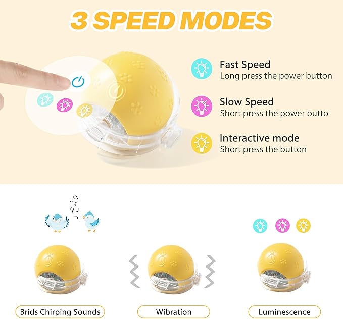 Interactive Cat Toys, Indoor Hide and Seek Toys, Fast Rolling Ball in Play Mat, Interactive Cat Toys for Indoor Cats, Rechargeable Cat Ball Toys