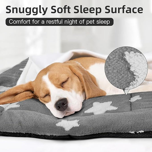 Mora Pets Dog Crate Pad Kennel Dog Bed Mat for Medium Dogs Washable Cute Star Pet Bed for Cage Ultra Soft Flat Puppy Cat Kitten Cushion for Sleeping Anti-Slip Grey 30 x 19