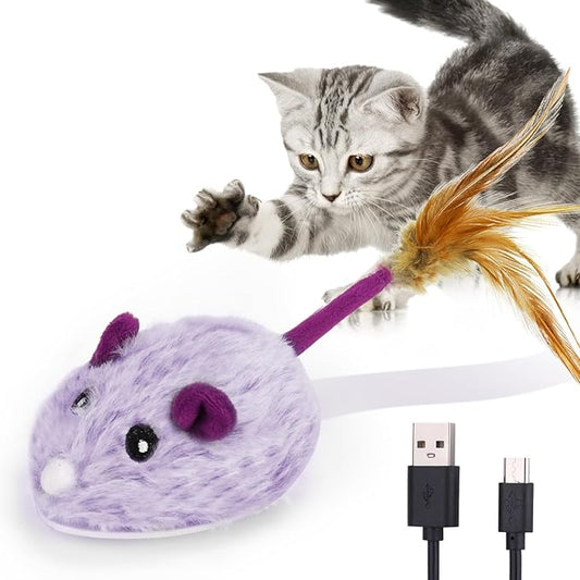 Smart Remote Control Cat Toy - Auto-Moving USB Rechargeable Mouse, Interactive Electric Toys for Indoor Cats & Kittens(Purple)