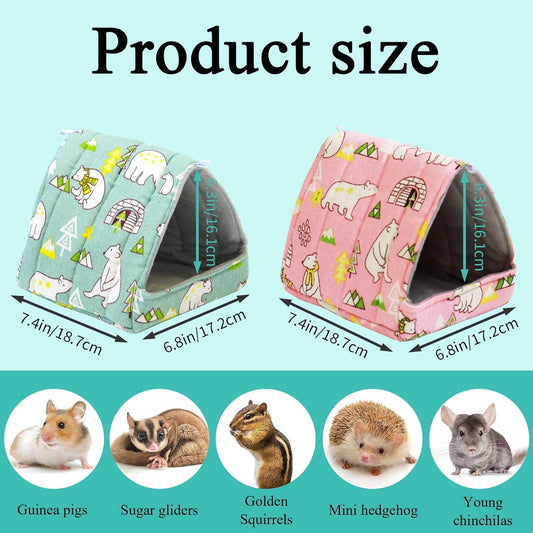 JSPYFITS 2 Pack Guinea Pig Hideout,Small Animal House Guinea Pig Bed Washable Cage Accessories for Small Pet Bunny/Rabbit/Hamster/Chinchilla Guinea Polar Bear Forest
