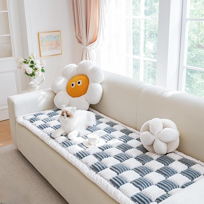 Washable Pet Bed Sofa Cover, Funny Cat Mat, Anti-Slip Dog Bed for Large Dogs (Blue Gray, 70x210 cm/28 * 83in)