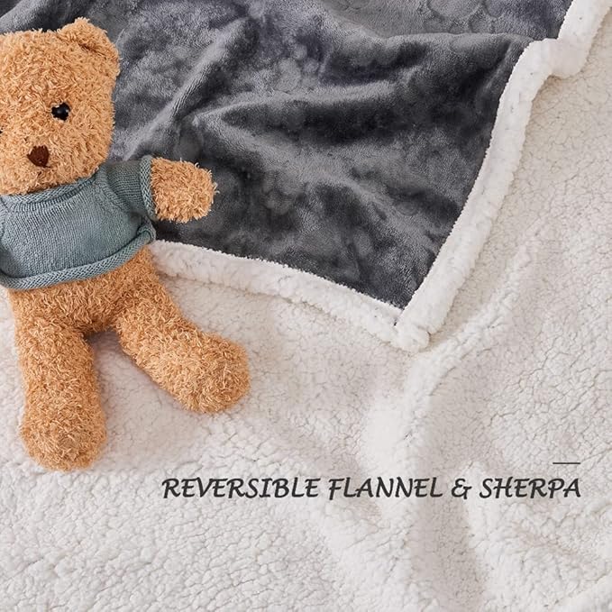 Qeils Waterproof Blanket for Bed Intimacy, Dog Blankets for Large Dogs, Waterproof Cat Blanket Washable, Soft Sherpa Fleece Puppy Blanket, Reversible Throw Protector for Couch Car, 50"X60", Dark Grey