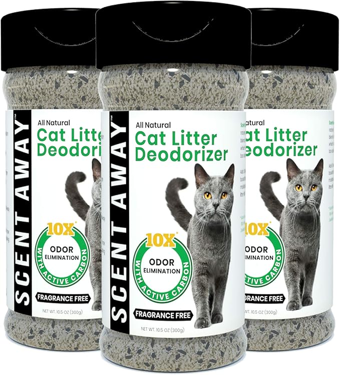 Cat Litter Deodorizer | Litter Box Odor Eliminator | Fragrance-Free with Active Carbon | Eliminates Cat Odors and Smells to Keep Your Home Fresh and Clean (Pack of 3)