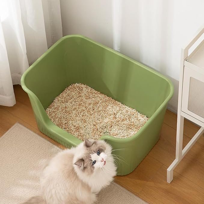 Extra Large Litter Box with High Sides 25.27" Lx17.83 Wx13.11 H,Anti-Splashing,Tool-Free Assembly,Multi Kitty Cat Litter Box,Jumbo (Green)