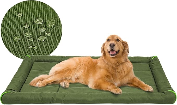 Miguel Oxford 900D Outdoor Waterproof Dog Bed for Metal Dog Crates Water-Resistant All Weather Pet Mat Durable Easy Wipe Clean Travel Indoor Outdoor Puppy Cat Crate Bed 48inch, Green