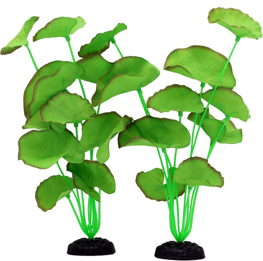 2-Pack 12 Inch Aquarium Silk Aquarium Plants, Artificial Plastic Plant for Small Tank, Goldfish, Fish Hides (Green B, 12 Inch)