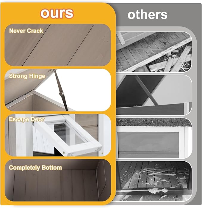 Outdoor Cat House for Feral Cats, Weatherproof Solid Wood Cat Shelter with Open Roof, Easy Assembly Shelter for Outdoor Cats and Small Animals, 22.44"x18.43"x17.52"