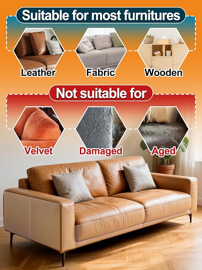 Cat Scratch Furniture Protector - Specially Designed for Leather Furniture, Easy to Remove Anti-Scratch Couch Protector from Cat, No Pins, 10 Pack