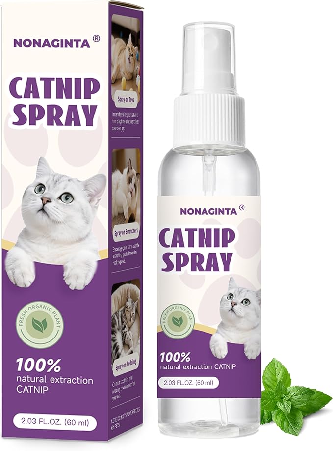 Catnip Spray for Cats, 100% Natural Catnip Mist Spray for Cats & Kittens, Relieves Stress, Calming, Safe for Pets - 2 Fl Oz