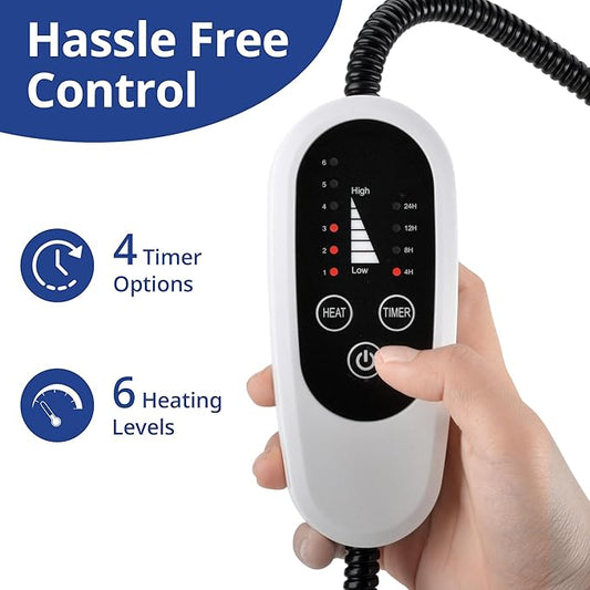 NICREW Dog Heating Pad, Temperature Adjustable Heated Dog Bed with Auto Shut Off Timer, Indoor Pet Heated Bed Mat for Cats and Dogs, 35.4 x 23.6 Inches, 120W (max)