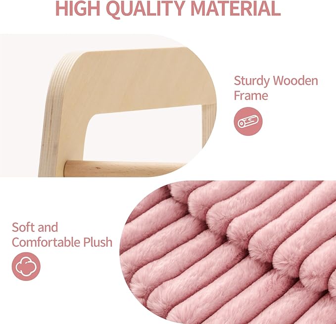 MEWOOFUN Cat Couch Bed, Pet Sofa for Indoor Cats Wooden Indoor Elevated Cat Beds with Removable Mattress Cover Suitable for Kitty, Puppy or Small Animal (Pink, Medium)