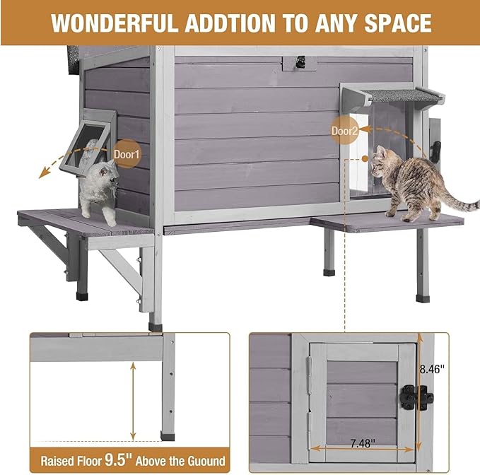 Insulated Outdoor Cat House - Heavy-Duty Triple-Layer Weatherproof Shelter with Thermal Liner, Openable Roof & Escape Doors for 1-3 Cats