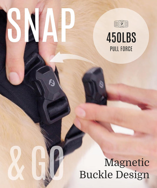 2025 New Edition, Fei & Eve MagEase Dog Harness - 3-Second Magnetic Buckles | 3-Point No-Pull Control | Heavy-Duty 900D Nylon | Dual Safety Handles | Breathable Mesh | Adjustable Fit | Medium, Green