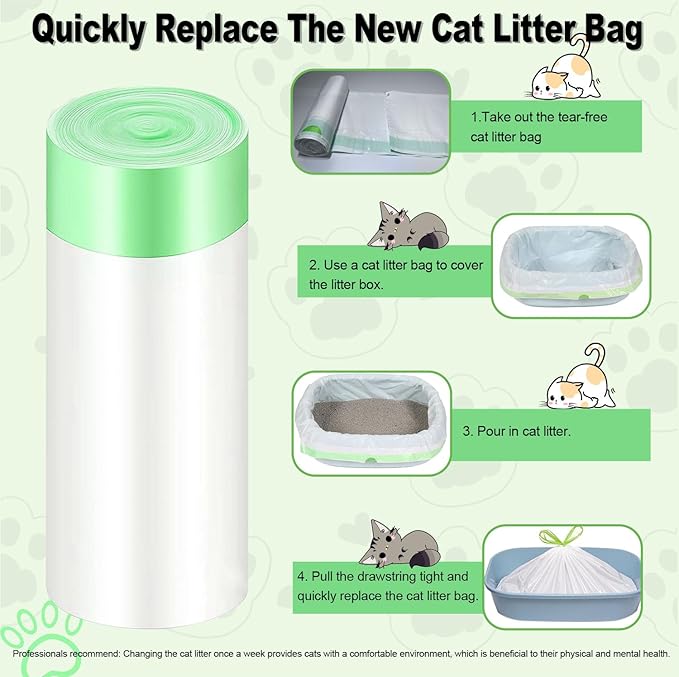 Cat Litter Liners Large, 30 Pack Jumbo Drawstring Cat Litter Bags, Extra Thick Litter Pan Liners Heavy Duty 36"x16" for cat