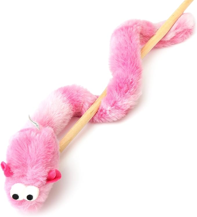 CHIWAVA 4 Packs 15 Inch Long Soft Plush Cat Toys Mice with Bell Rustle Sound Small Mouse Activity Interactive Toy