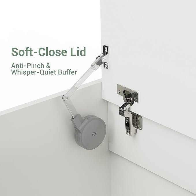 Top Entry Litter Box Enclosure, Modern Flip Top Litter Box Furniture with Cat Scratch Mat, Side Table (White)