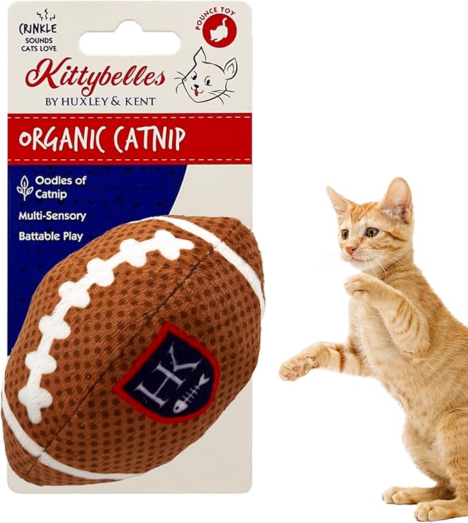 Huxley & Kent Plush Cat Toy - Interactive Catnip Toy for Cats & Kittens - Soft with Crinkle & Catnip - Fun Indoor Play - HK Football