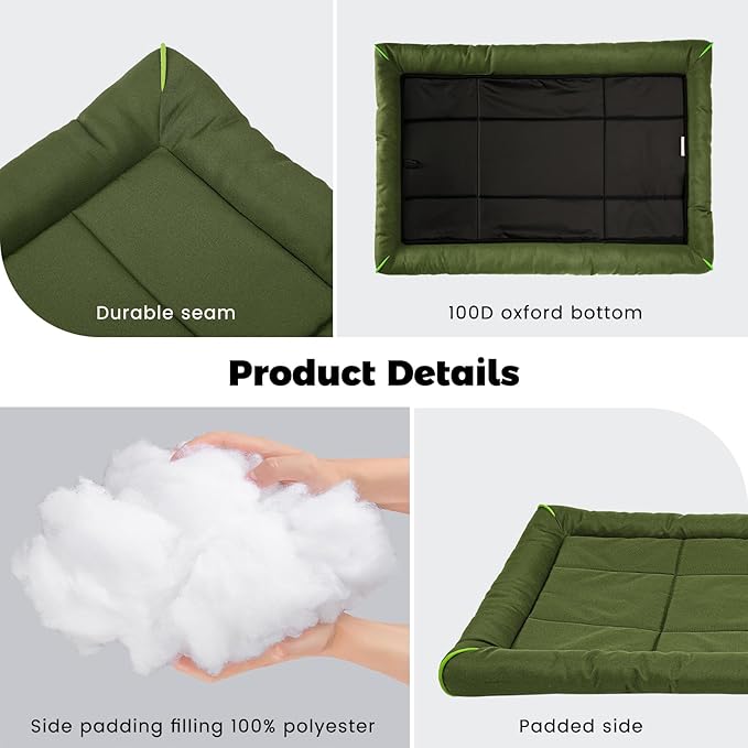Miguel Oxford 900D Outdoor Waterproof Dog Bed for Metal Dog Crates Water-Resistant All Weather Pet Mat Durable Easy Wipe Clean Travel Indoor Outdoor Puppy Cat Crate Bed 48inch, Green
