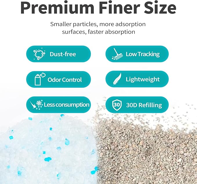 Cat Litter Crystals No Clumping Odor Control Kitty Litter Non-Clumping No scooping Low Dust, Low Tracking, Dehydrates Waste Cologne- 8.6 lbs (2 x 4.3 lb Packs)