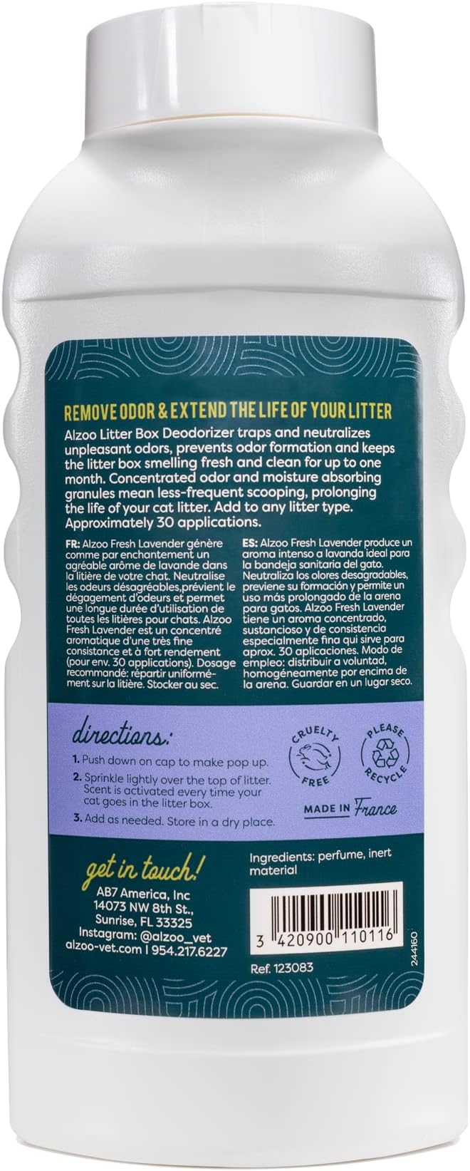 Cat Litter Deodorizer, Concentrated Granules Absorb & Help Neutralize Odors, Mineral-Based Active Ingredients, Up To 30 Uses, Fresh Lavender Scent, 26.6 Oz.