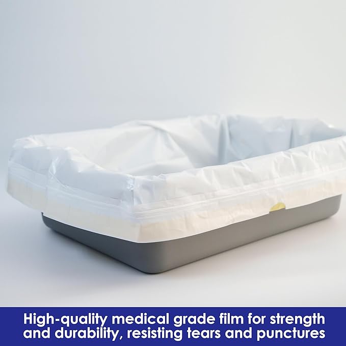 Pre-separated Cat Litter Box Liners, Jumbo Size, Heavy Duty, Sturdy Drawstring, Tear Resistant, Claw-proof, Unscented, 36"x18", 40 Count