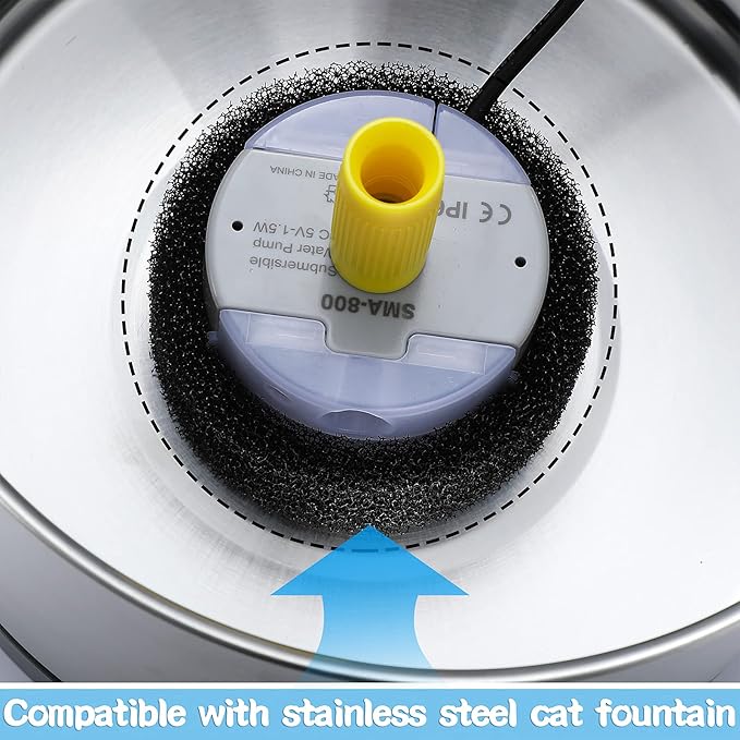 Enhon 16 Pieces Pet Fountain Foam Filters Round Sponge Black Filter Foam Cat Fountain Replacement Filter for 2.5 L/ 84 oz Stainless Steel Cat Pet Drinking Water Stay Healthy Clean