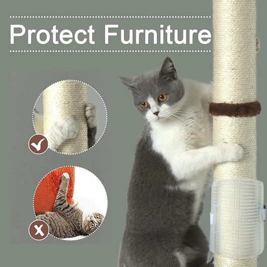 PEEKAB 32" Tall Cat Scratching Post Sisal Rope Scratch Posts with Hanging Ball and Self-Massage Brush Vertical Scratcher for Indoor Cats and Kittens Brown 32inches