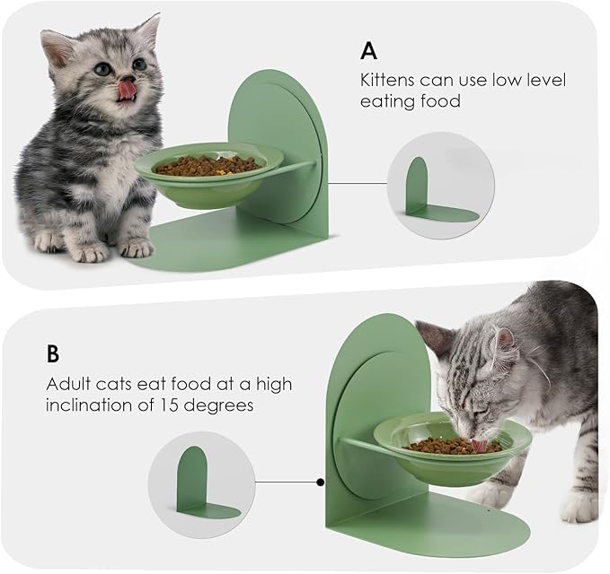 Ceramic Cat Bowls, White Ceramic Cat Food Bowl Without Metal Stand, Dishwasher-Safe Pet Food Bowl for Cats & Small Dogs （Only Bowl, No Stand