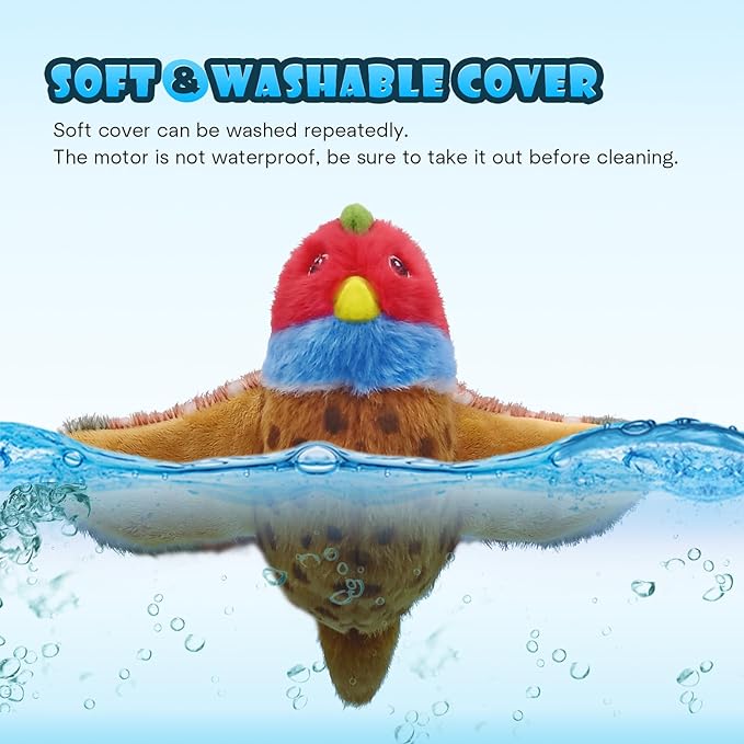 Cat Toys, Flapping Wings Pheasant, No Flying, Chirping Bird Interactive Catnip Toy for Kitten or Small Dogs, Touch Activated, Rechargeable