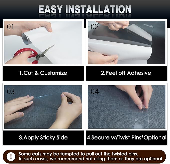 Anti Cat Scratch Furniture Protector, 2pcs 118 x 11.8in&7.9in Flexible Couch Corner Protector from Cat Claws，Single-Sided Sticky Couch Protectors, Cats Scratch Deterreent Tape (Transparent)