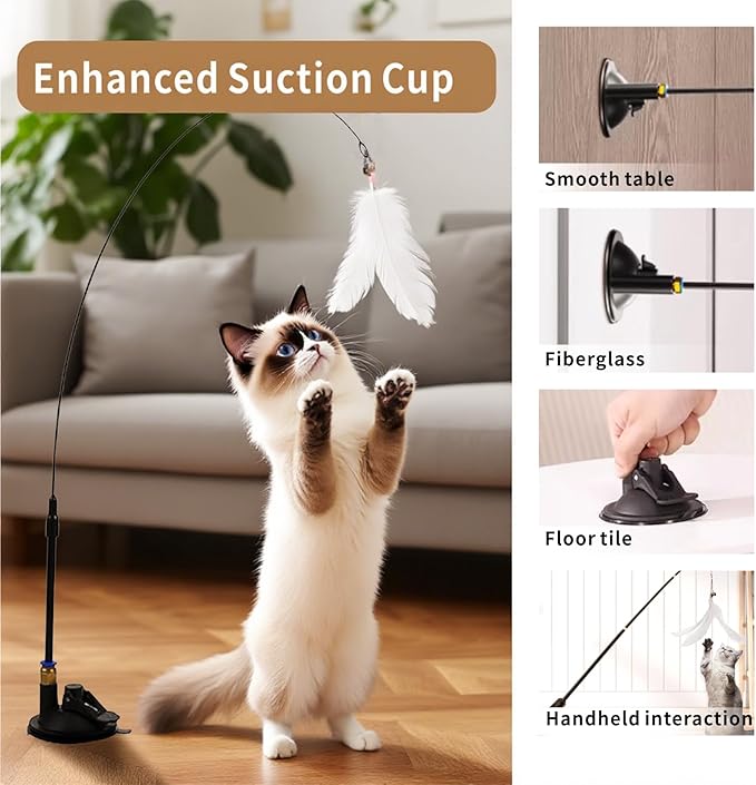 Interactive Cat Toys for Indoor Cats - Includes Wand, Feather, Hanging & String Toy