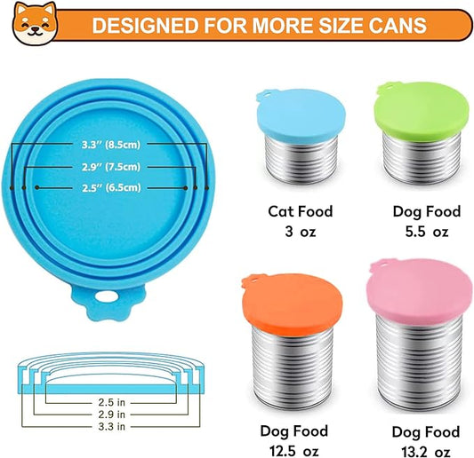 3 Pack Pet Food Can Covers, Silicone Universal Can Lids for Dog & Cat Food, BPA Free, One Fit Most Standard Size Can Lids Top Blue/Green/Dark Green