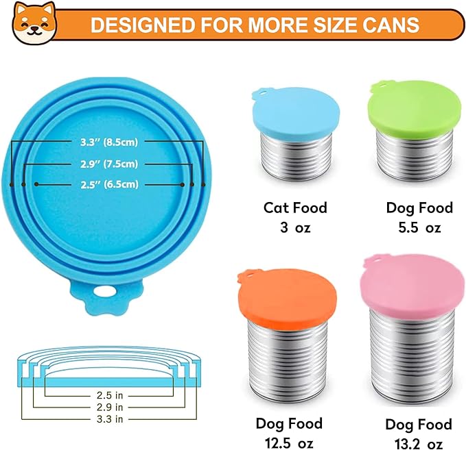 2 Pack Silicone Pet Food Can Lids, Black/Blue, BPA Free, Food Safe, Universal, Pull On, Round, 2 Pieces, Perfect for Most Families with Pets at Home