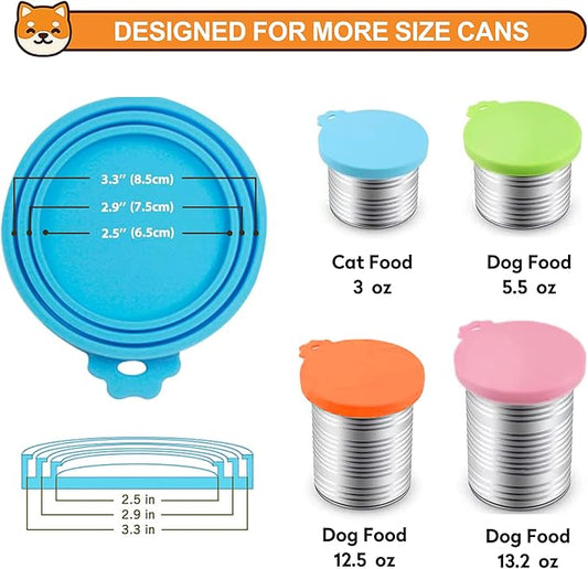 3 Pack Pet Food Can Covers, Silicone Universal Can Lids for Dog & Cat Food, BPA Free, One Fit Most Standard Size Can Lids Top Blue/Green/Black