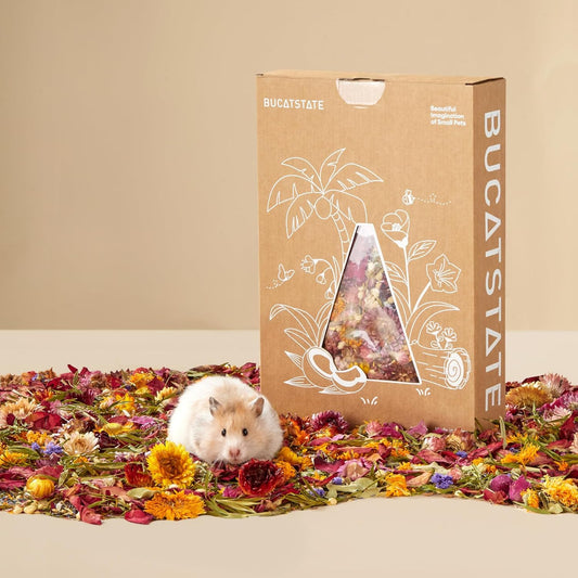 BUCATSTATE 5L Natural Flower & Hamster Bedding Soft Natural Bedding for Hamster Enrichment for Small Pets & Dwarf Syrian Hamsters, Gerbils, Mice,