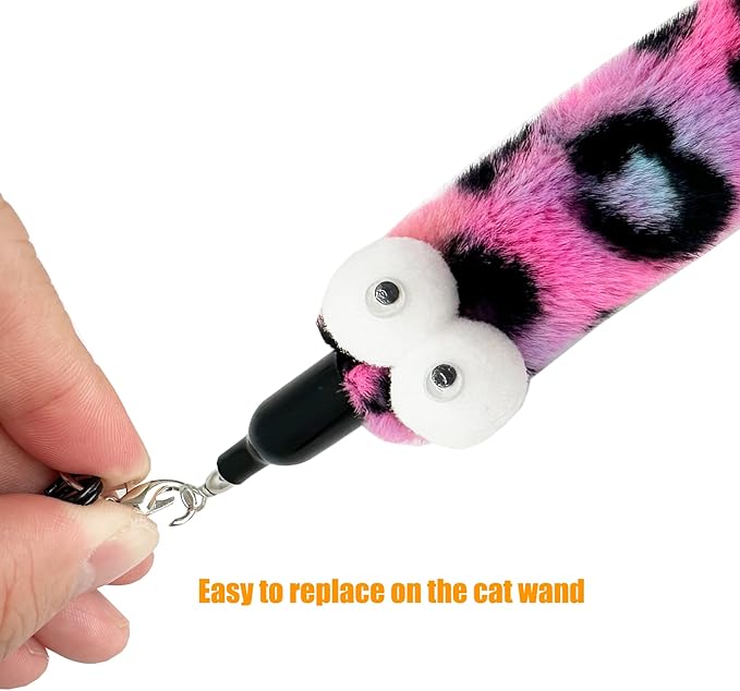 Cat Wand Replacement Worm Cat Toys, 8 Pieces Cat Wand Attachments Assorted Worms Feather Refill Toy for Indoor Cats