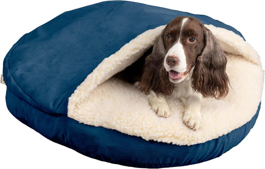 Snoozer Luxury Microsuede Cozy Cave Pet Bed, Large - Sapphire