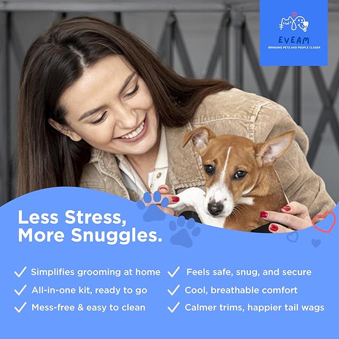 Pet Grooming Hammock for Cats & Small Dogs – Nail Clipping Kit with Sling, Clippers, File, Glove, Straps & Carabiners – Ideal for Trimming & Ear Cleaning – [S/XS] (Blue, Extra-Small)