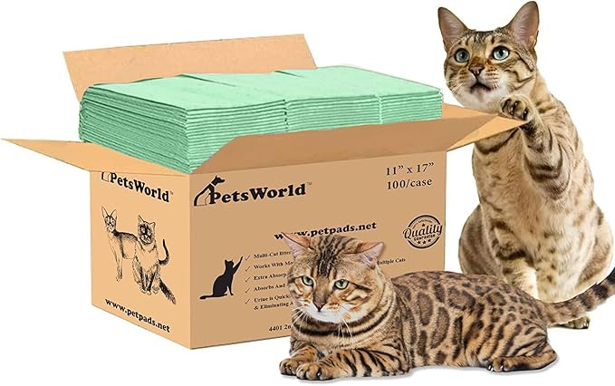 PETSWORLD Multi Cat Pad Refills for Cats Breeze Litter System, Ultra-Absorbent, Quick Dry - (100 Count, Fresh Scented)