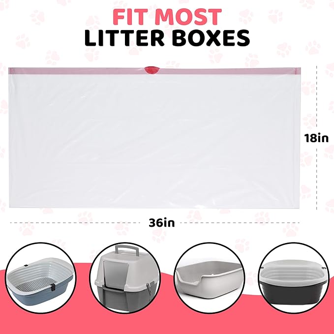 Cat Litter Box Liners 60 Count Drawstring, Kitty Litty Waste Liner Clean Up