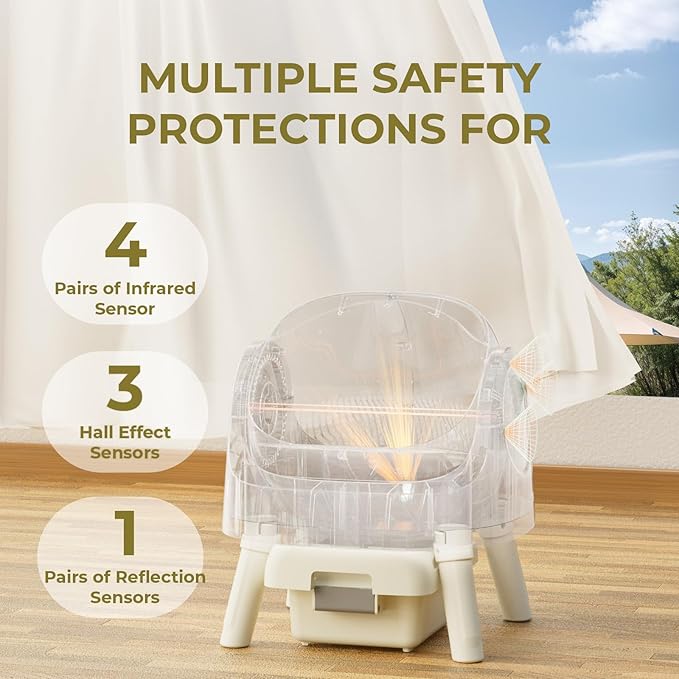 Automatic Litter Box, Self Cleaning Litter Box with Open Top Design, Integrated Safety Protection, Included Mat and Liner, Brown