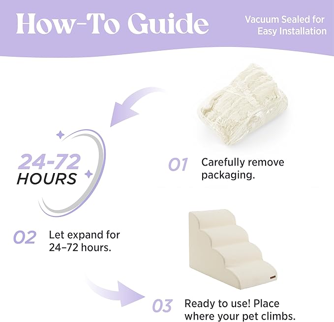 Lesure Dog Stairs for Large Dogs Pet Steps Ramp for High Bed with CertiPUR-US Certified Foam with Non-Slip Bottom, Beige, 5 Steps