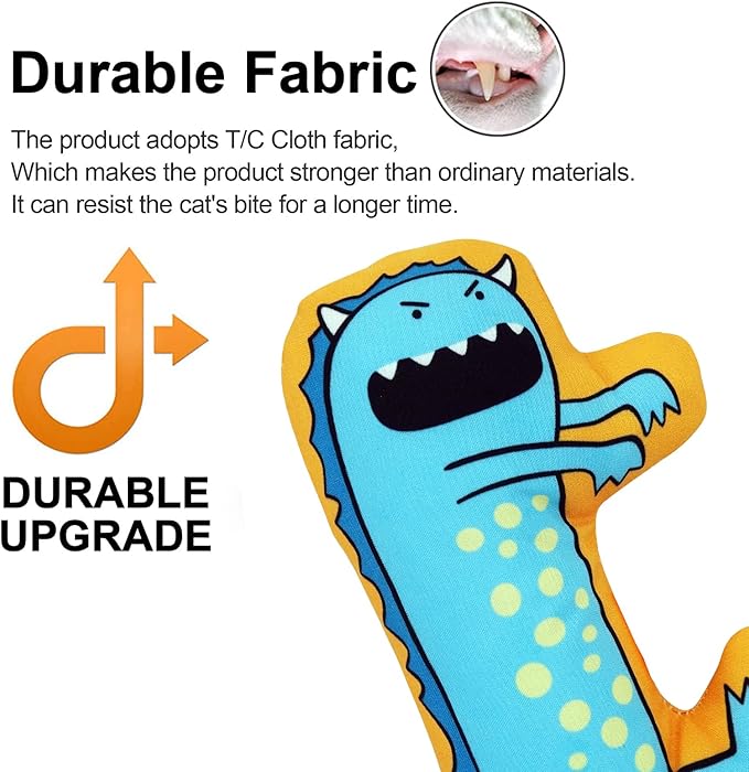 TTcat Organic Catnip Pillow for Cats & Kittens,Cat Chew Toy for Indoor Cats,Catnip Kicker Toys,Blue Monster…