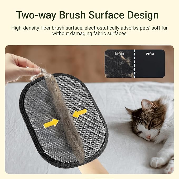 Pet Hair Remover Glove for Furniture, Reusable, 5-Finger, Blue, Dog and Cat Fur Removal Tool for Couch, Lint Clean Glove for Carpet, Bedding, Clothes, Curtain, Pet Bed, Car Seats