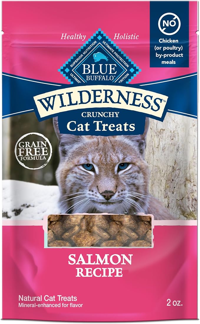 Blue Buffalo Wilderness High Protein Crunchy Cat Treats, Made with Natural Ingredients, Tasty Salmon Flavor, 2-oz Bag (Pack of 12)
